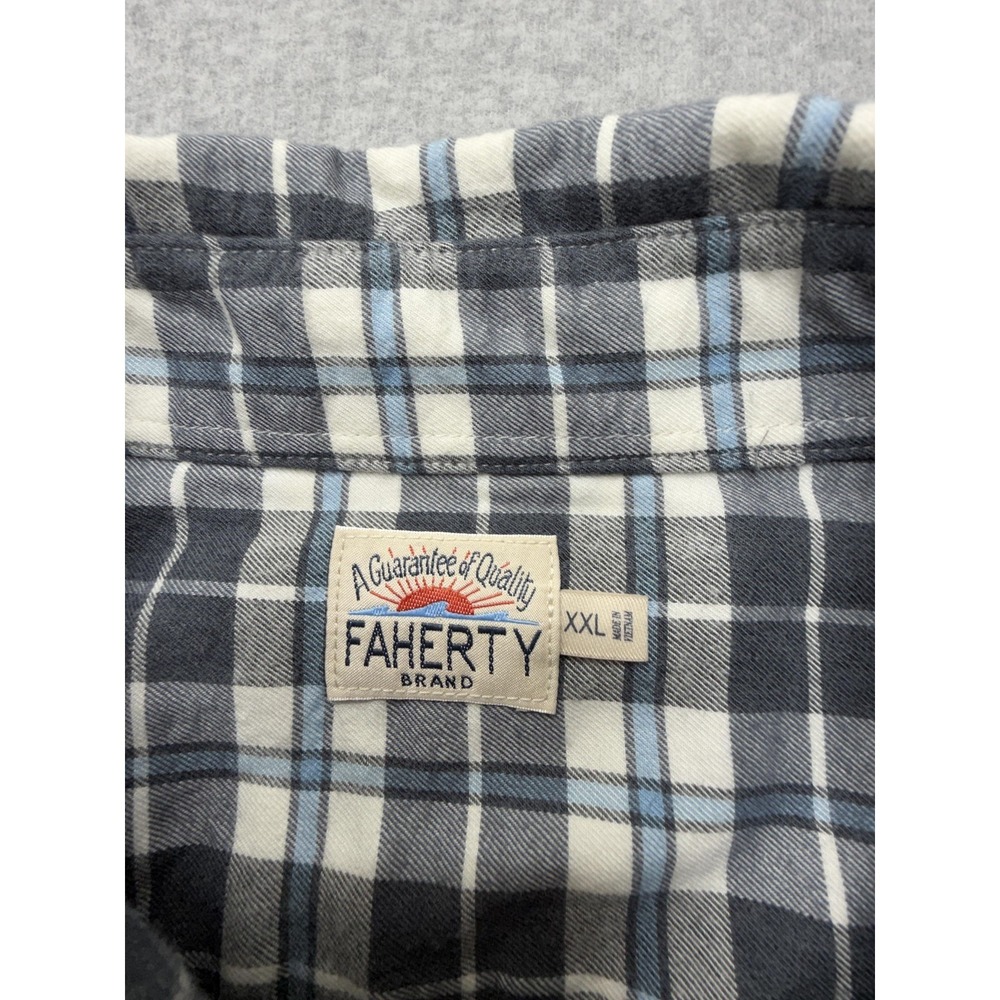 Faherty Shirt Mens 2XL Gray Plaid Long Sleeve Button Up Stretch Flannel Casual - Picture 3 of 11